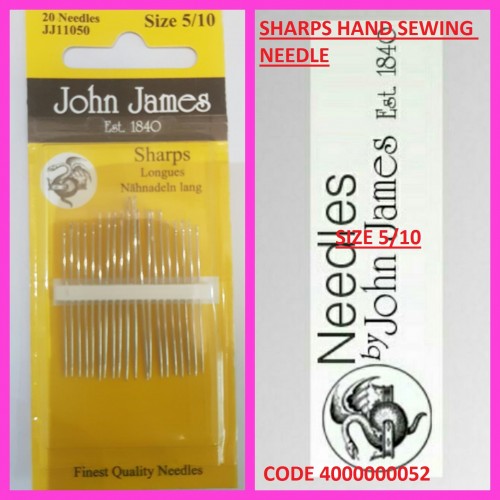 Sharps Sewing Needles Size 5/10 Pack of 20