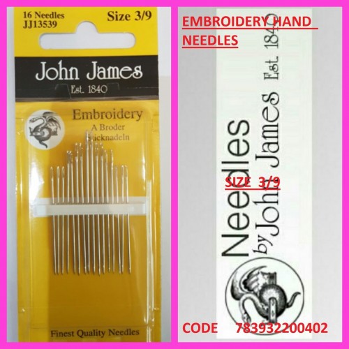 Embroidery Needles John James Embroidery Needles Size 7, 10, 3/9 John James  Needles Sewing Needles Needlepoint Needles Crewel Needles 